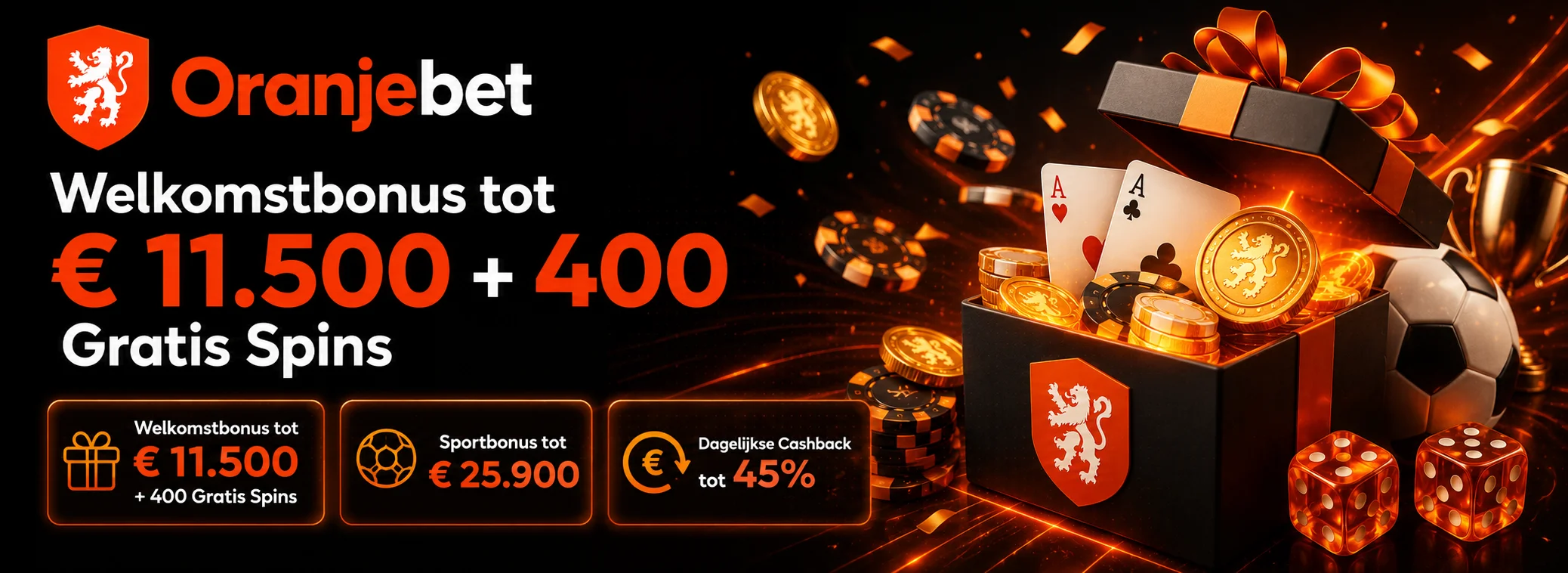 tot € 11.500 + 400 gratis spins